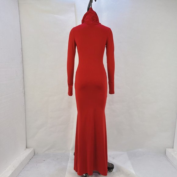 Cherry Blossom Slim Fit Hood Long Sleeve Dress - Picture 5 of 5